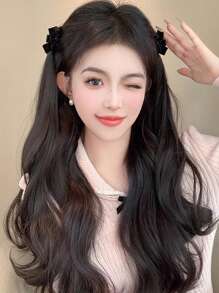 16 英寸黑棕色辫子马尾辫接发 2 件自然波浪合成假发 - 彩色 - 查看 3