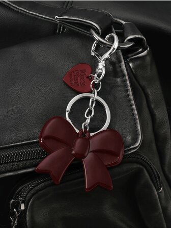 可爱勃艮第红色大蝴蝶结亚克力吊坠 Y2K 时尚甜美情书汽车钥匙扣包包饰品礼物女孩蝴蝶结夏季伴娘礼物