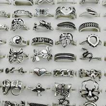 30 unids/lote, al por mayor de fábrica, anillos de dedo de aleación para mujer, nueva flor recortada, cráneo, araña, hoja de Animal, joyería de serpiente de amor KV3O - 30 piezas estilo 2 - Ver 10