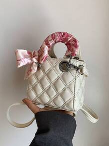 New Fashionable Embroidered Silk Scarf Handbag, Crossbody Mini Shoulder Square Bag