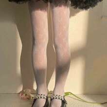 1pc Girls Butterfly Hollow Out Stirrup Tights, Suitable For Daily Wear