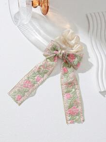 1/2 dây buộc tóc đuôi ngựa in hoa phong cách Trung Hoa thanh lịch dành cho nữ, dây buộc tóc bằng vải lanh in họa tiết cổ điển sang trọng dành cho tiệc lễ hội, kỳ nghỉ, trang phục hàng ngày, dây buộc tóc, phụ kiện đội đầu - Nhiều màu - Xem 9