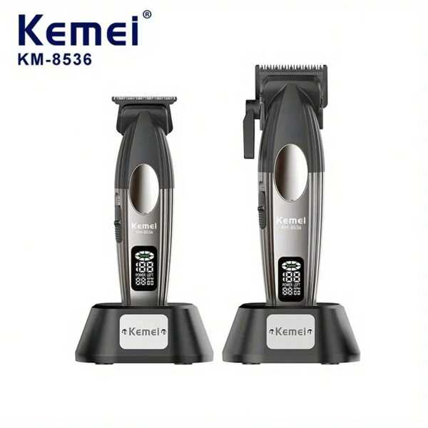 Set di tagliacapelli professionali KEMEI Km-8536, tagliacapelli senza fili per uomo, set per la cura del taglio di capelli da barbiere