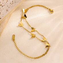 1pc/5pcs Stainless Steel Dainty Diamond-Studded Tree Of Life Bracelet For Women, Minimalist Style