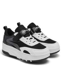Kids Hook And Loop Roller Skates, Four-Wheel Detachable, Suitable For Skating, Skateboarding, Outdoor Casual Sports Shoes - Black and White - View 7