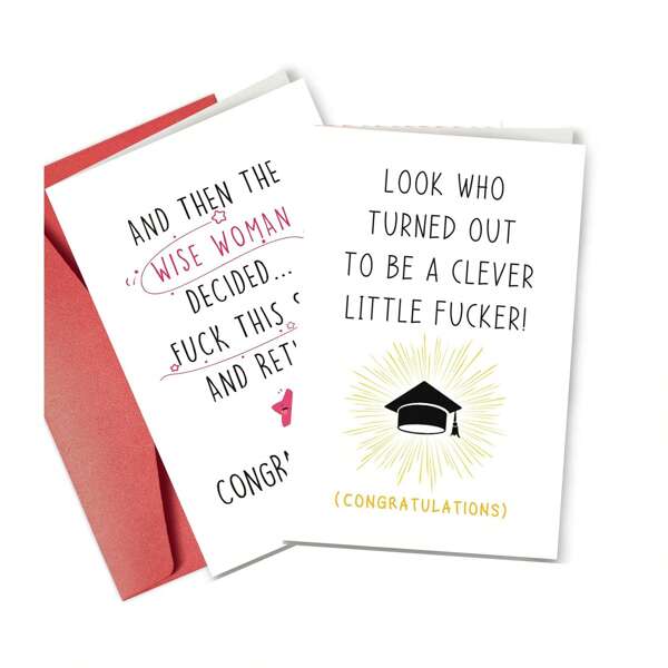 SuperShunhu Cartão de formatura engraçado para ele e ela, presentes de formatura para universidade, faculdade, doutorado, faculdade de direito ou mais, cartão de formatura engraçado parabéns