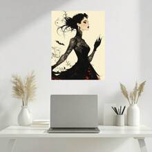Vintage Witch Dark Gloomy Living Room Decor Gothic Witch Print Witchcraft Canvas Painting