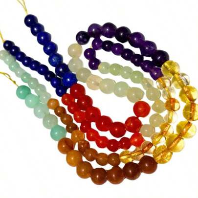 cuarzos de los 7 chakras combinado meditación /cuarzo 8/6 milímetros, cuarzo combinado en esfera tallada para pulsera y collares, manualidades para bisutería y joyería, hebra de cuarzo, lapislazuli, amatista, cornalina, cuarzo rosa, jade