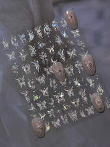 1 pieza Pegatinas de arte de uñas exquisitas con perlas, mariposa, ángel, lujo, cristal y diamante - Pegatinas de uñas autoadhesivas DIY