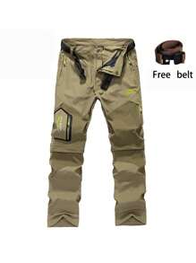 男士户外快干裤，带可拆卸换腿，徒步/徒步旅行/登山裤 - 卡其色 - 查看 5