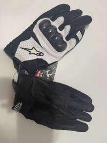 Alpinestars SMX-1 AIR V2 摩托车手套，超细纤维皮革碳纤维材质，适用于骑行、摩托车、越野摩托车、自行车，透气防护，耐磨，触屏操作，男女通用 - 白色 - 查看 7