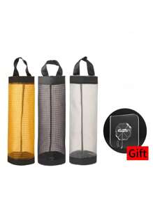 3/1pcs Garbage Bag Storage Hanging Bag, Wall Mounted Drawstring Shoe Storage Bag, Kitchen Plastic Bag Storage Bag, Woven Net Bag, With Hang Net Storage Plastic Bag Rack And School Supplies University Student Storage Bag - Multicolor - View 18