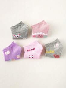 12 Pairs Kids Girls Cute Cartoon Rabbit/Flower/Bear/Dog Patterned Socks, Skin-Friendly Soft Fashionable Breathable Mid-Calf Socks, Suitable For Children's Daily Wear, Holidays Gift, Back To School, Random Colors - Multicolor - View 4