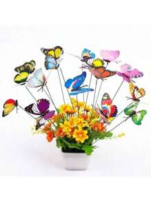 10pcs Colorful Butterfly Garden Yard Flower Pot Decor, Whimsical Butterfly Stakes For Outdoor Flower Pot, Indoor Wall, Ground Decoration