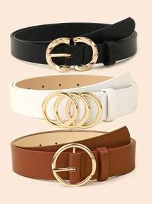 1/3 pièces Ceinture de taille mode minimaliste polyvalente pour femmes, ceinture de pantalon/robe classique avec boucle en métal triple/double/simple, accessoire de taille élégant de couleur unie pour le port quotidien au bureau, l'été, l'école, l'automne, Halloween