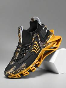 Men's Four-Season Sports Shoes, Punk Science Fiction Sole Design, Breathable Help Surface, Comfortable Inside, Suitable For Daily Fitness Wear