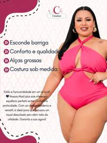 Plus Size One-Pieces - Màu Hồng Tươi - Xem 4