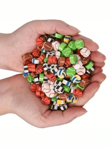 Borradores con forma de balones deportivos: Baloncesto, fútbol, tenis, rugby, béisbol, voleibol - Borradores pequeños, borradores con forma de balón de fútbol americano, adecuados para regalos de fiesta, uso en hogar, escuela, trabajo, recompensas en el aula, premios, regalos de vuelta al cole - Multicolor - Ver 3