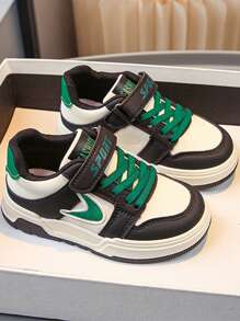 1 双时尚休闲儿童运动鞋，一脚蹬钩环绿色系带装饰设计，百搭舒适透气轻便防滑防水，适合所有季节户外玩耍、运动跑步、徒步旅行 - 彩色 - 查看 4