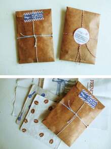 50 Sheets A5 Size Vintage Kraft Paper Stationery + 15 Envelopes Back To School - Brown - View 6