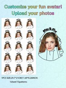 1Pc/15 Pattern Personalized Customization Temporary Tattoos, Veil Design Fun Portraits, Customized For Couples. Perfect For Valentine's Day, Birthday Parties, Weddings, Friend Gifts And Wedding Anniversaries. Suitable For Arms, Palms, And Cheeks.