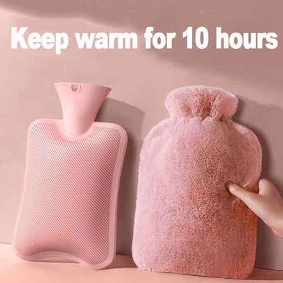 2 st/set innerfoder + plyschöverdrag varmvattenflaska, påfyllningsbar och läckagesäker, tjock och explosionsskyddad design för medelålders och äldre, värmande mage och händer, bärbar och minimalistisk stil, lämplig för kvinnor och studenter julklappar, handvärmare, presenter till män, presenter till strumpbyxor, handvärmare uppladdningsbara, isolering, galentiner, valp, karneval