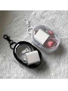 1pc Compact Transparent Zipper Storage Bag With Keychain - PVC, Suitable For Keys, Earphones, Chargers & Travel Accessories, Available In Black & White, Outdoor Travel Storage - Multicolor - View 5