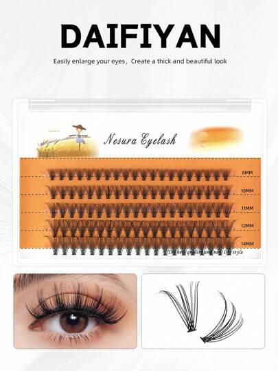 1box 5Rows 100pcs 20D 0.07mm Thickness Individual Eyelash Extensions Eyelashes Cluster Lashes Natural False NESURA Bundles Naga