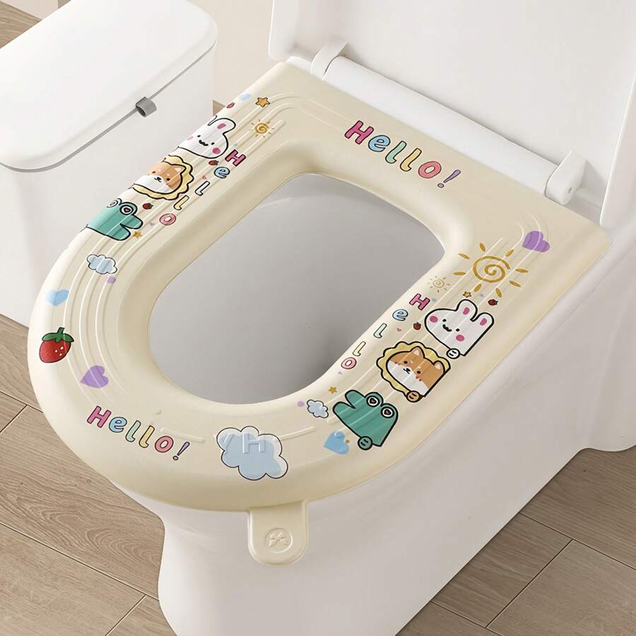 1pc EVA Waterproof Toilet Seat Cushion, Suitable For All Seasons, Household Toilet Seat Cover, Can Be Wiped, Clean And Hygienic Bathroom Decor Summer