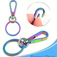Rainbow Alloy Key Chain With Lobster Clasp & Tassel, Rotatable Spring Hook, For DIY Lanyards, Crafts, Women Keychains, Singles, Valentine's Day Gift Ideas