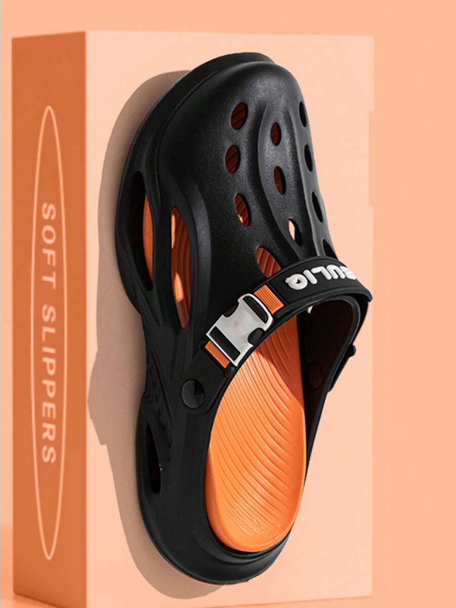 Simple And Practical Hollow Breathable Shoes - Black Orange - View 1