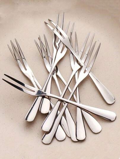 5-100pcs Stainless Steel Fruit Fork Set, Dessert Fork, Simple Fruit Fork, Modern Cake Fork, Decorative Salad Fork, Reusable Fruit Picks, Kitchen Utensils Christmas Gift