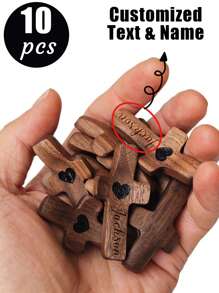 10 Pieces/1 Customized Wooden Heart Cross With Name Or Text, Encouraging Gift Small Wooden Cross, Hand-Held Pocket Cross, Fingertip Pressure Relief Religious Gift For Prayer Church Gift Easter Gift, God With You,Encouraging Gift,Multi-Functional, Ornamental,Reusable,Exquisite,Stylish,High-Quality,Colorful,Modern,Custom,Personalized,Unique,Customized Festival Party Supplies