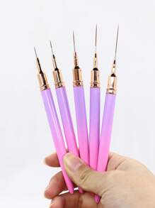 5pcs Nail Care Pen Gradient Color Set Extremely Fine Pen Color Painting Flower Wire Drawing Pen Line Pencil Nail Tool, Gel Nail Painting Design Brush, Nail Spot Brush Set Nail Tool, Suitable For Home And Professional Nail Care Salons