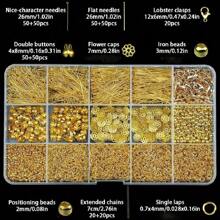 1200pcs Jewelry Making Craft Set, Includes Lobster Clasps, Pressed Beads, End Caps, Jump Rings And Other Items - Ideal For Jewelry Repair And DIY Projects