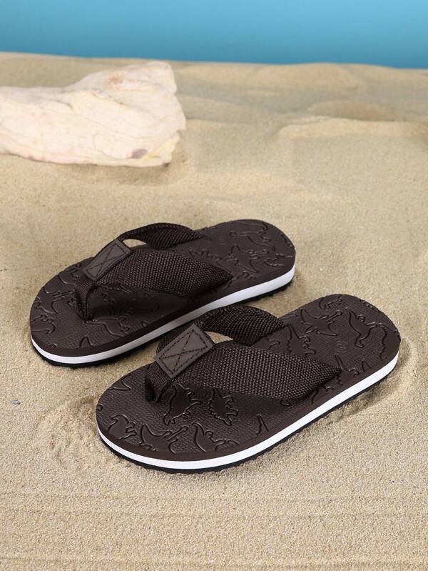 1 Pair Kids' Cartoon Foam Slippers, V-Strap Solid Color Anti-Slip Sports Slides