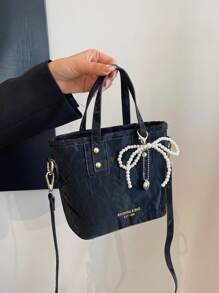 New Versatile Niche Solid Color PU Leather Handbag With Pendant, Fashion Small Outdoor Travel Vacation Square Bag, Lightweight Simple Street Shopping Crossbody Bag, Versatile Modern Business Commuting Women Shoulder Bags For Daily Office Use - Multicolor - View 5