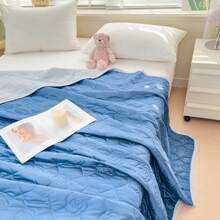 1pc Ice Cream Pattern Lightweight Silky Cool Blanket For Summer, Air Conditioning Throw - Dusty Blue - View 5