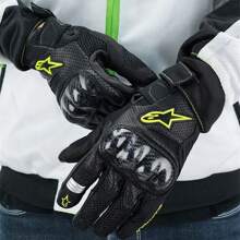 Alpinestars Moto Alpines SMX-1 AIR V2 越野摩托车摩托车赛车触摸屏皮革碳纤维摩托手套 - 綠色 - 查看 10