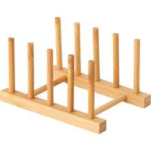 Estante multiusos de bambú, puede almacenar platos, tazones, tazas, libros, tapas de ollas, tablas de cortar, estante de secado, estante de escurrido, estante de almacenamiento, adecuado para gabinetes de cocina (mantener seco) - Marrón - Ver 10