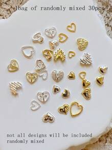 1 Pack Metal Jewelry Nail Art Accessories Heart 3D Nail Decorations