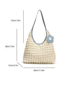 Nuevo bolso casual de mujer estilo fashionable, de nailon a cuadros, tipo tote con asa al hombro, billetera y bolsa de compras