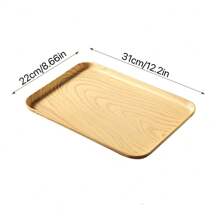 Rectangular Plastic Tray With Faux Wood Grain, Suitable For Tea Cup, Dining Plate, Water Glass, Fruit Platter, Home Use - Wood Grain Multicolor - View 19