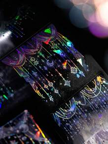 1 Cuộn (1 Mét) PET Holographic Shell Shiny Bạc Laser Ren Bướm Hạt Rèm Băng, Trang Trí Tự Làm Cho Sổ Lưu Niệm, Nhật Ký, Mẫu Cắt Trở Lại Trường Học - Một cỡ - Xem 9