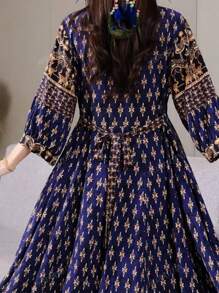 Vestido amplio de estilo modesto, apropiado para Medio Oriente, árabe, informal, bohemio, con bordados, artístico, retro, ideal para vacaciones y turismo