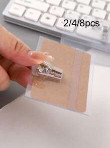 2/4/8pcs Transparent Badge Holder, Dual Sided Name Tag Card Clip, Thicken PVC ID Card Holder