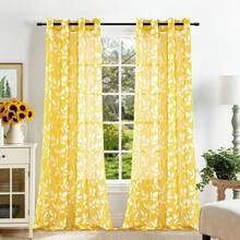 Cortinas transparentes amarillas para sala - Amarillo - Ver 1