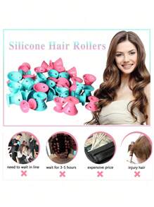 40 件蘑菇卷发棒、硅胶卷发器、硅胶造型卷、蜗牛卷、波浪卷、卷发器、免热卷发器、理发沙龙美发产品及配件、美容旅行必备品、返校季必备品、旅行度假必备品、女士发饰