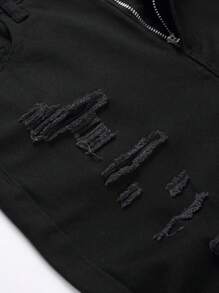 Tween Boy Casual Distressed Denim Shorts With Pockets - Black - View 7