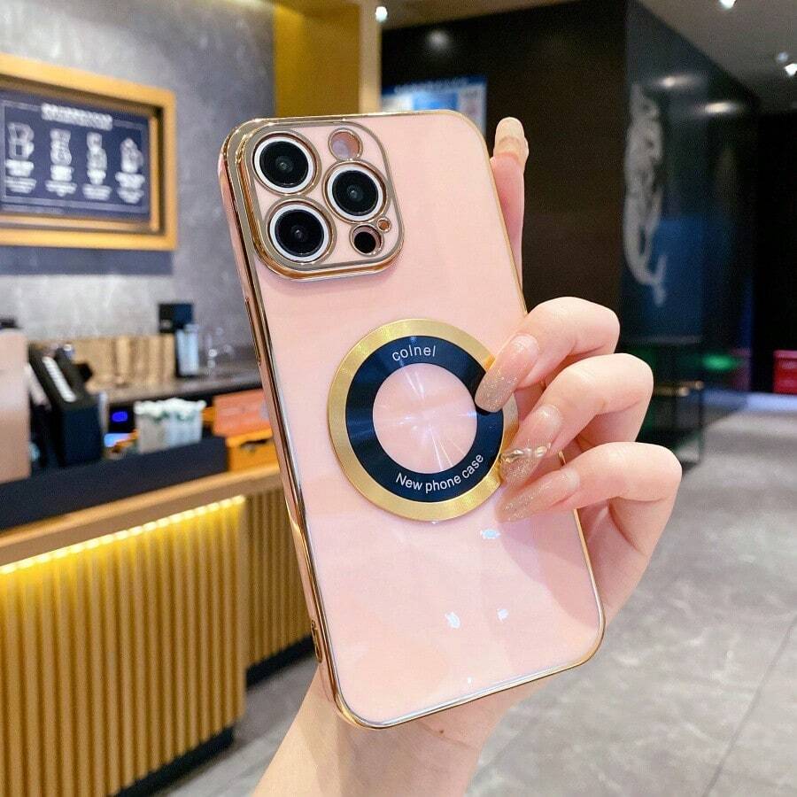 Y2K Fashionable Shockproof Phone Case With Magnetic,Compatible With Iphone16/15/14/13/12/11/XS/XR/XSMAX/PLUS/ Galaxy A06/A03 Core/A04E/A05S/A11/A12/A13-4G/A04S/A14/A15/A16/A21S/A22-5G/A24/A25/A20/A31/A32/A33/A34/A35/A51/A52/A52S/A53/A54/A55/A71/A73/S8/S9/S10/S20/S20Ultra/S20FE/S21/ S21Ultra/S21FE/S22/S22Plus/S23Ultra/S23FE - Pink - View 1